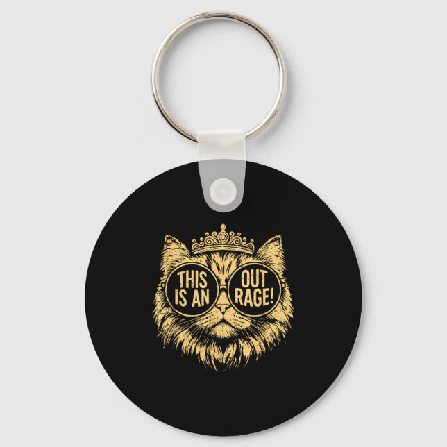 This Is An Outrage Funny Princess Cat Donut Gold W Key Ring (Front)