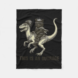 This Is An Outrage Funny Princess Cat Riding Dinos Fleece Blanket