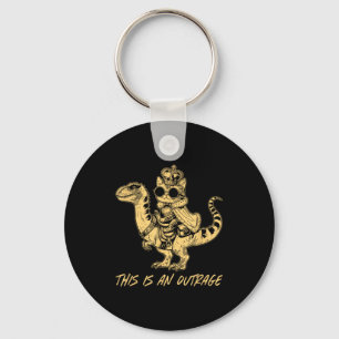 This Is An Outrage Funny Princess Cat Riding Dinos Key Ring