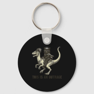 This Is An Outrage Funny Princess Cat Riding Dinos Key Ring