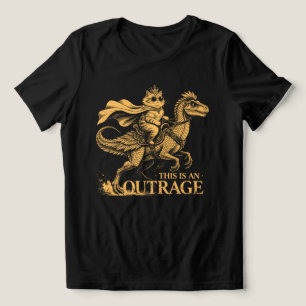 This Is an Outrage Royal Cat Riding Dinosaur Tri-Blend Shirt