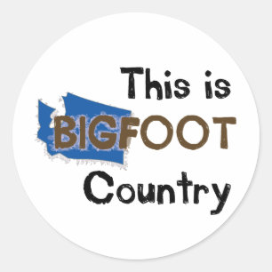 This is bigfoot country classic round sticker