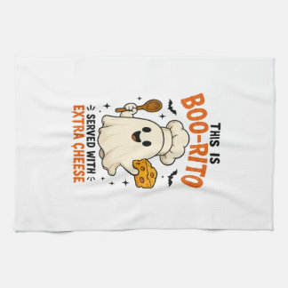 “This Is Boo-Rito Served with Extra Cheese” Design Tea Towel