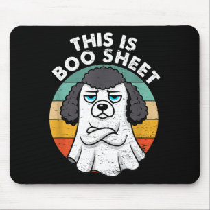 This Is Boo Sheet Black Poodle Dog Retro Halloween Mouse Mat