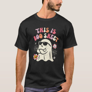 This Is Boo Sheet Funny Floral Ghost Retro Hallowe T-Shirt