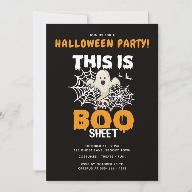This Is Boo Sheet Funny Halloween Party Invitation (Front)