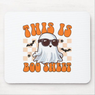 This Is Boo Sheet Ghost Groovy Halloween Costume M Mouse Mat
