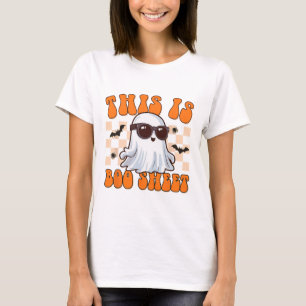 This Is Boo Sheet Ghost Groovy Halloween Costume M T-Shirt
