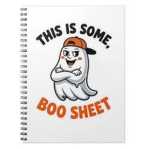 This Is Boo Sheet Ghost Groovy Halloween Costume  Notebook