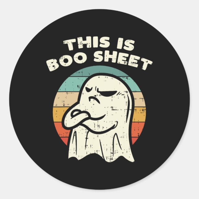 This Is Boo Sheet Ghost Retro Halloween Costume Me Classic Round Sticker (Front)