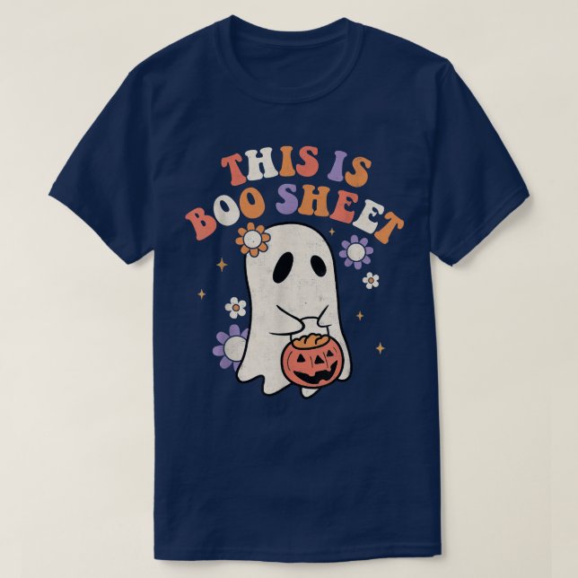 This Is Boo Sheet Ghost Retro Halloween Spooky Vib T-Shirt (Design Front)