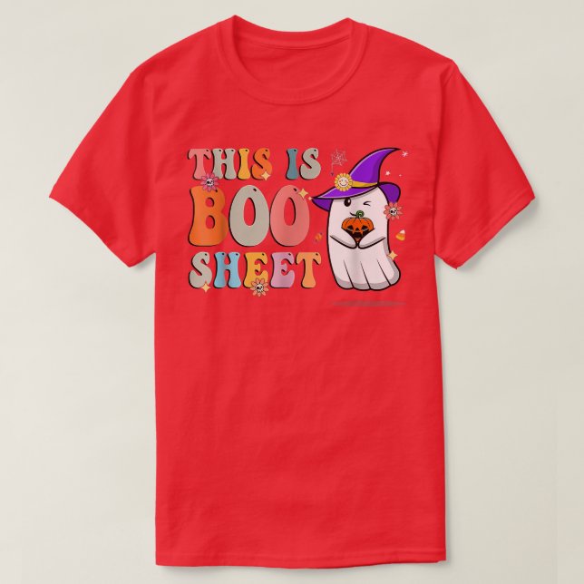 This Is Boo Sheet Halloween Cute Ghost Spooky Retr T-Shirt (Design Front)