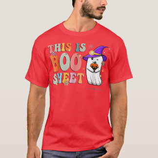 This Is Boo Sheet Halloween Cute Ghost Spooky Retr T-Shirt