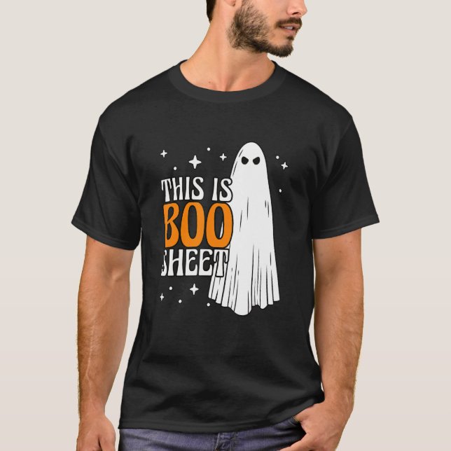 This Is Boo Sheet Orange Ghost Fancy Dress Carniva T-Shirt (Front)