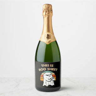 This Is Boo Sheet, Retro Halloween,Funny Halloween Sparkling Wine Label