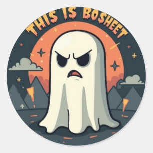 This Is BoSheet: Grumpy Ghost Halloween  Classic Round Sticker