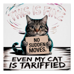 This Is Fine Cat – Holiday Humour with a Twist 🎁� Poster