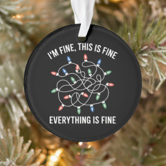This Is Fine Christmas Tangled Xmas Lights Holiday Ornament