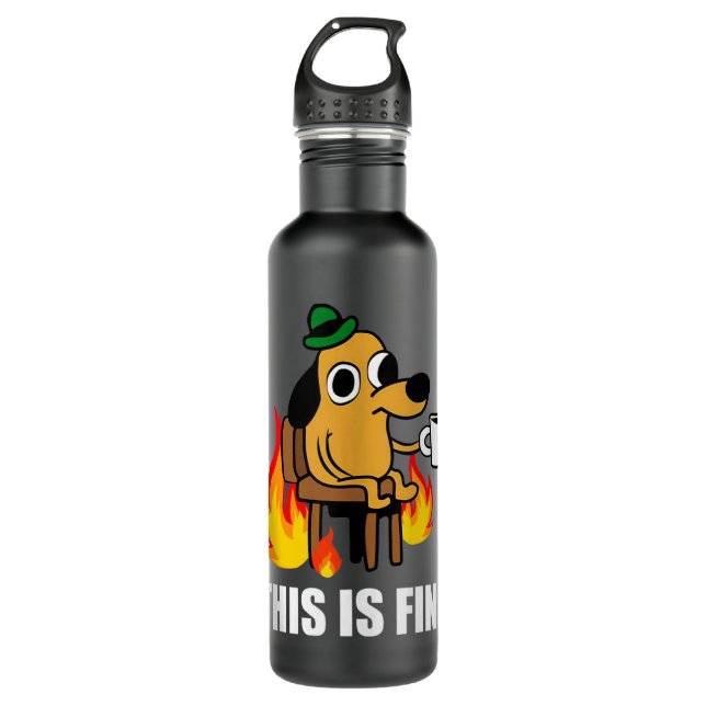 This Is Fine Dog Internet Meme Burning San Francis 710 Ml Water Bottle (Front)