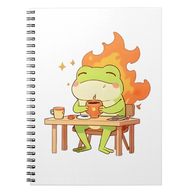This Is Fine Frog Funny Kawaii Design Notebook (Front)