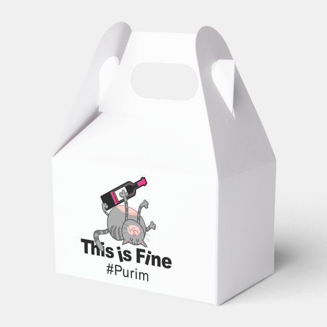 This is Fine. Funny Purim Cat. פורים שמח     Favour Box (Front Side)