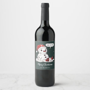 This is Fine Melting Snowman  Wine Label