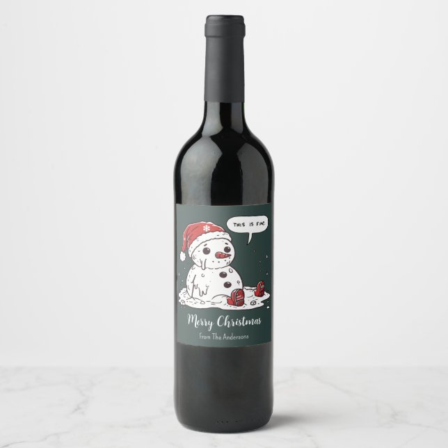 This is Fine Melting Snowman  Wine Label (Front)