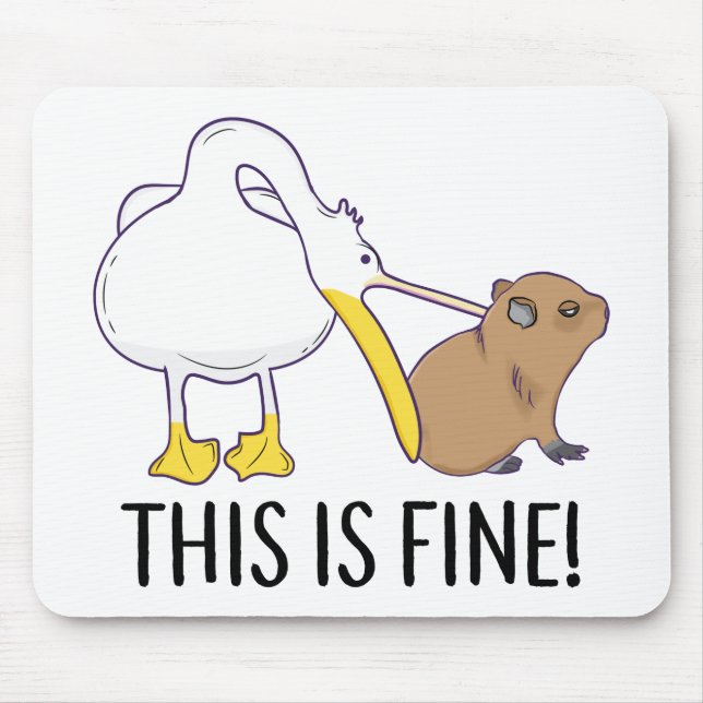This is fine Meme funny Capybara dog Pelican Nihil Mouse Mat (Front)