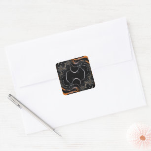 This is Halloween   Black and Orange Fractal Art Square Sticker