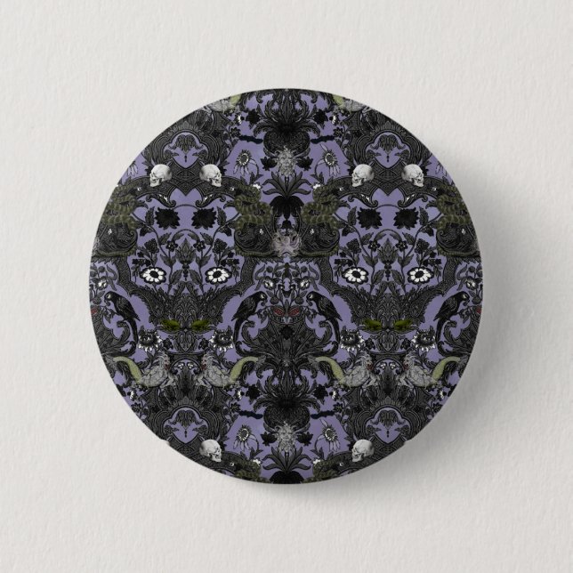 This Is Halloween ~ Haunted Damask 6 Cm Round Badge (Front)