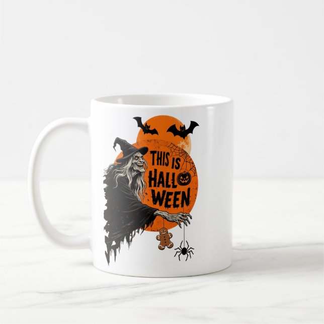 This is Halloween Scary Witch Retro Spooky Party Coffee Mug (Left)