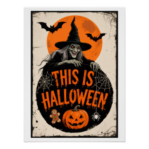 This is Halloween Scary Witch Retro Spooky Party Poster