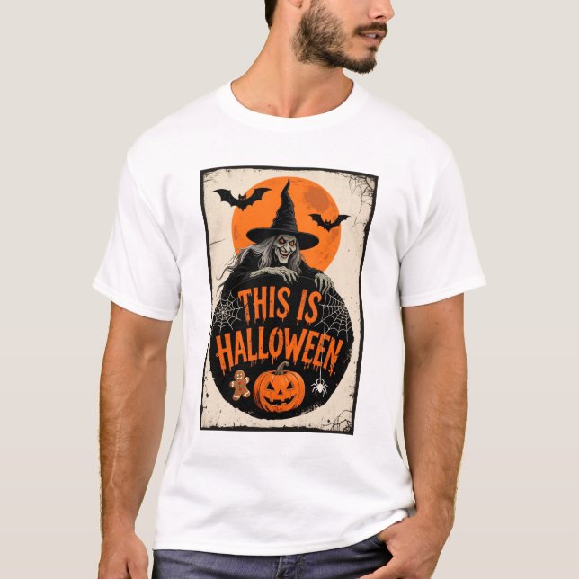 This is Halloween Scary Witch Retro Spooky Party T-Shirt (Front)