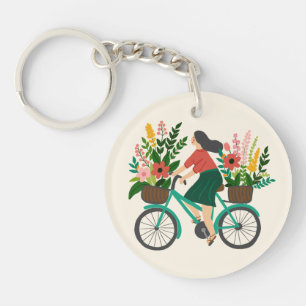THIS IS HOW I ROLL Cute Bicycle Girl CUSTOM Key Ring
