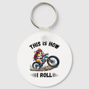 This Is How I Roll Funny Corgi Dog Mountain Biking Key Ring