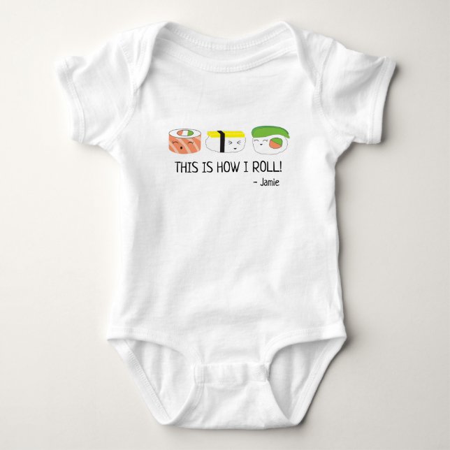 This is how I roll Personalised Sushi Baby Bodysuit (Front)