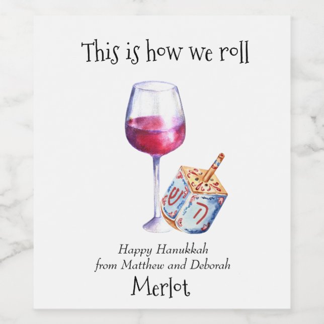 This is how we Roll Hanukkah Funny Gift Wine Wine Label (Single Label)