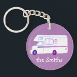 THIS IS HOW WE ROLL RV Motorhome Camping CUSTOM Key Ring<br><div class="desc">Customise this cute keychain with your own text,  your name or anything else you like. Get ready for your road trip with this vintage RV design,  hand drawn by me for you! Check my shop for lots more matching items!</div>