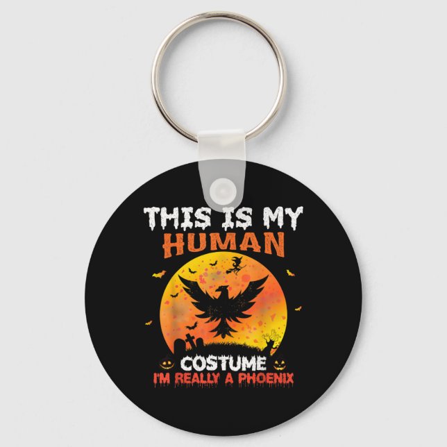 This is Human Costume A Phoenix Bird Halloween Key Ring (Front)