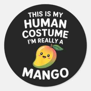 This is Human Costume Funny Kawaii Cute Mango Classic Round Sticker