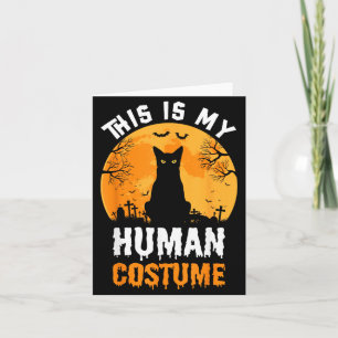 This Is Human Costume Scary Black Cat Vintage Card