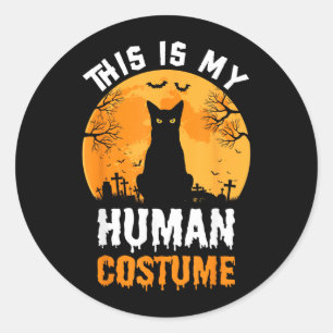 This Is Human Costume Scary Black Cat Vintage Classic Round Sticker