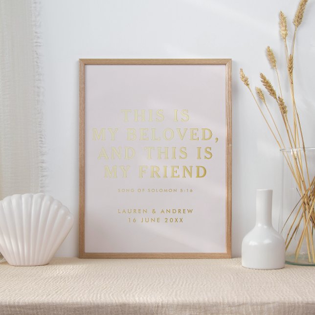 This is Is Beloved Christian Wedding Blush & Gold Foil Prints (Creator Uploaded)