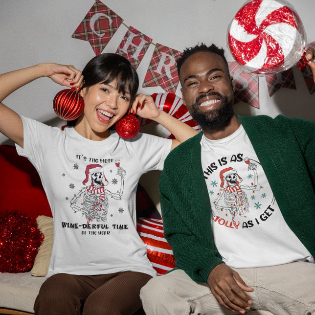 This is Jolly as I Get Skeleton Wine Christmas T-Shirt (Creator Uploaded)