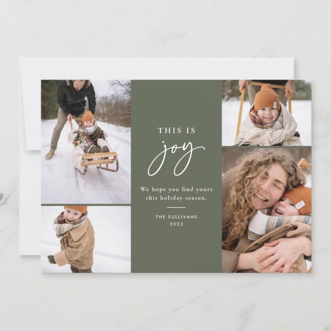 This is Joy Green Minimalist Multi-Photo Holiday Card (Front)
