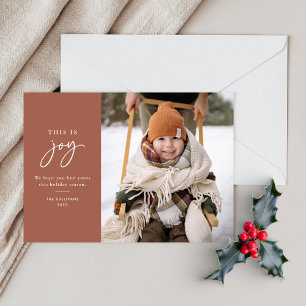 This is Joy Terracotta Minimalist Photo Holiday Card