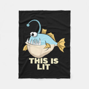 This Is Lit Angler Fish Monster Fishing Fisherman Fleece Blanket