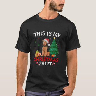 This is My Airedale Terrier Dog Santa Hat Christma T-Shirt