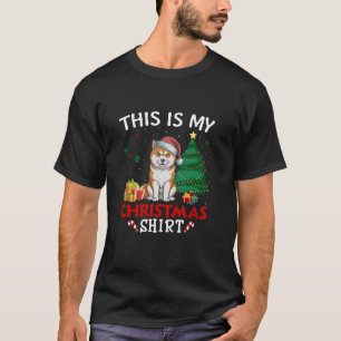 This is My Akita Inu Dog Santa Hat Christmas Pajam T-Shirt