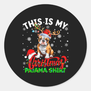 This Is My American Bulldog Ugly Christmas Pajama Classic Round Sticker